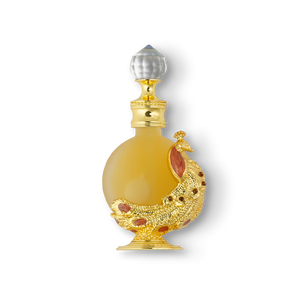 PEACOCK P003 oriental oil bottle 12ml with gold peacock design - luxury sandalwood oil in dubai