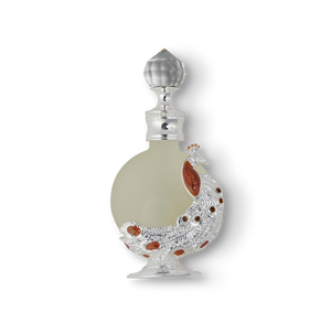 PEACOCK P004 oriental oil bottle 12ml with silver peacock design - fragrant white musk perfume oil in uae