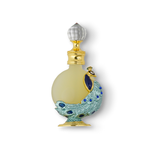 PEACOCK P006 oriental oil bottle 12ml with blue peacock design - high quality Reem musk oil