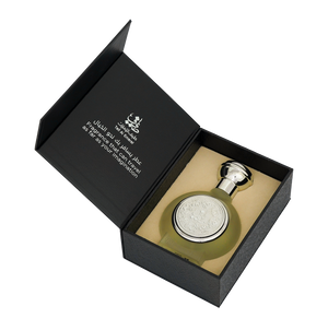 TAIF 01 unisex perfume in open black box revealing silver bottle 75ml, fragrance UAE